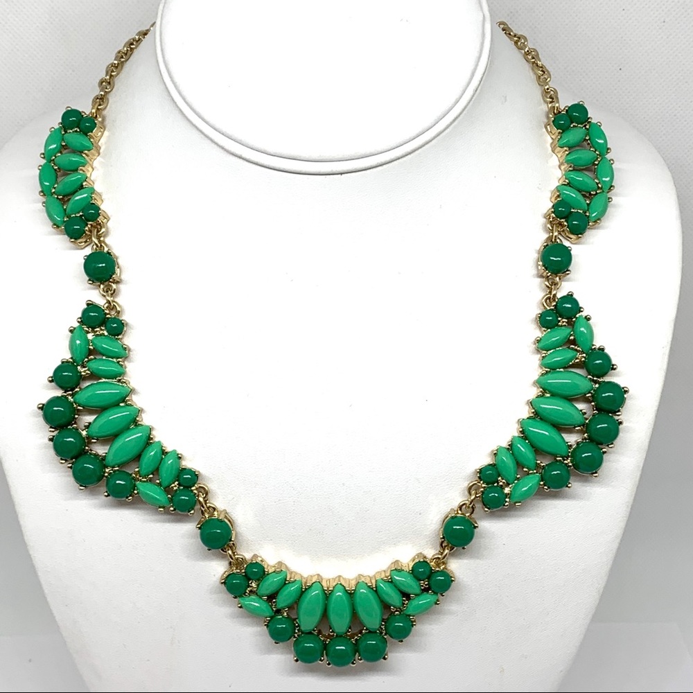 J. Crew Green Bead Cluster Necklace